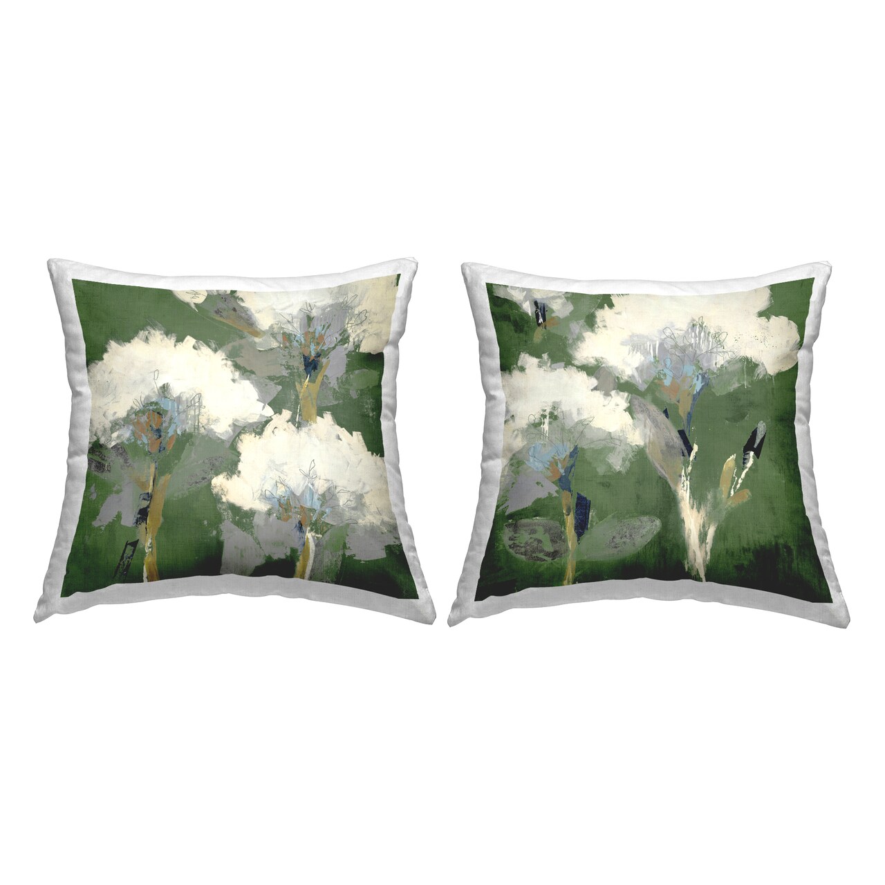 Puffy White Florets 2 PC Decorative Printed Throw Pillow Set Design by Liz Jardine, 18 x 7 x 18